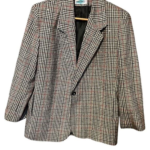 Susan Graver Women's Vintage Houndstooth Blazer Multicolor Mid-Length - Picture 1 of 9